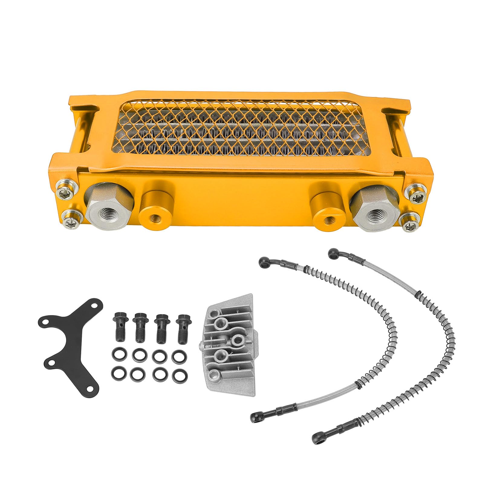 FabaterMotorcycle Engine Oil Cooler, 4 Rows Engine Oil Cooling Kit for Monkey 125 to Dirt Pit Bike, Dirt Bike Oil Cooler Cooling Engine Radiator Kit, Motorcycle Oil Cooler