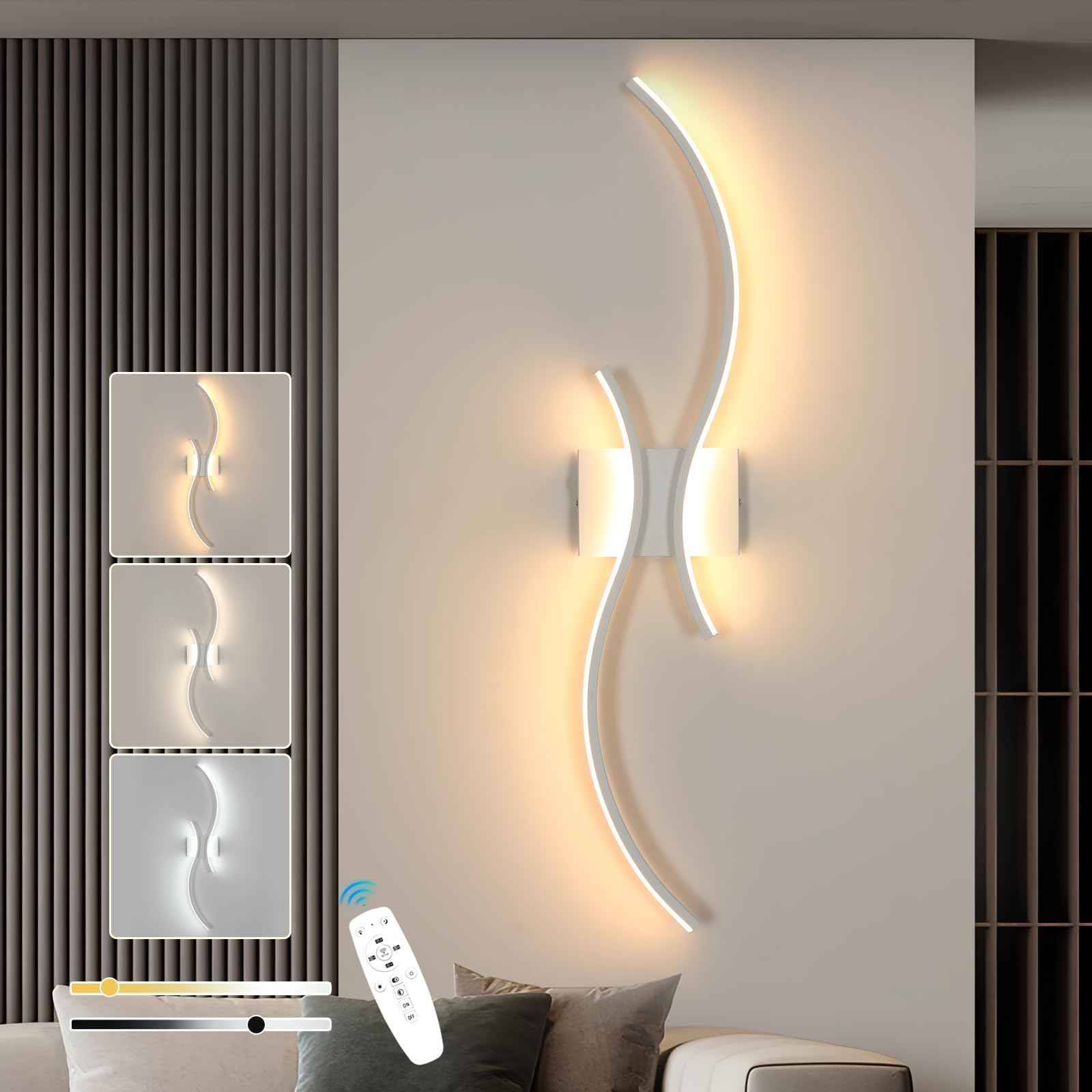 Goeco Apliques Pared Regulable Interior 80cm 32w 3000K-6500K, Blanco
