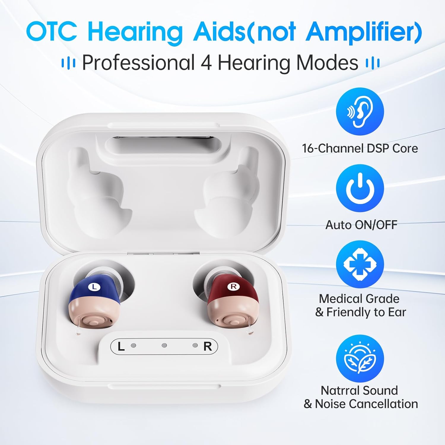 Invisible Hearing Aids for Seniors with Crystal Sound, Digital In-the-Ear Discreet & Comfortable Fit Hearing Aids with Intelligent Noise Reduction, One Button Control (hearing aids)