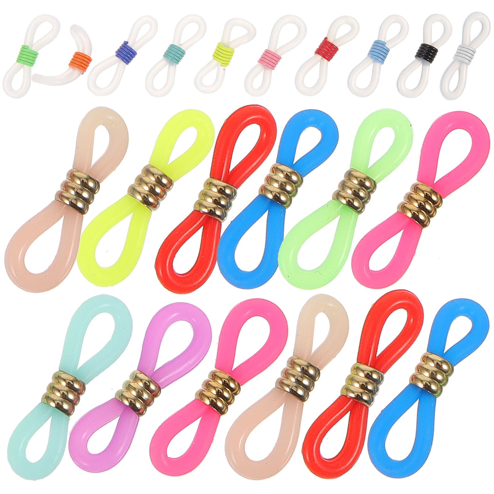 Embouts Antidérapants Connecteurs de Chaîne Réglables et Résistants en Silicone pour Lunettes Couleur Aléatoire Lot de 60 Accessoires pour Sport et Usage Quotidien