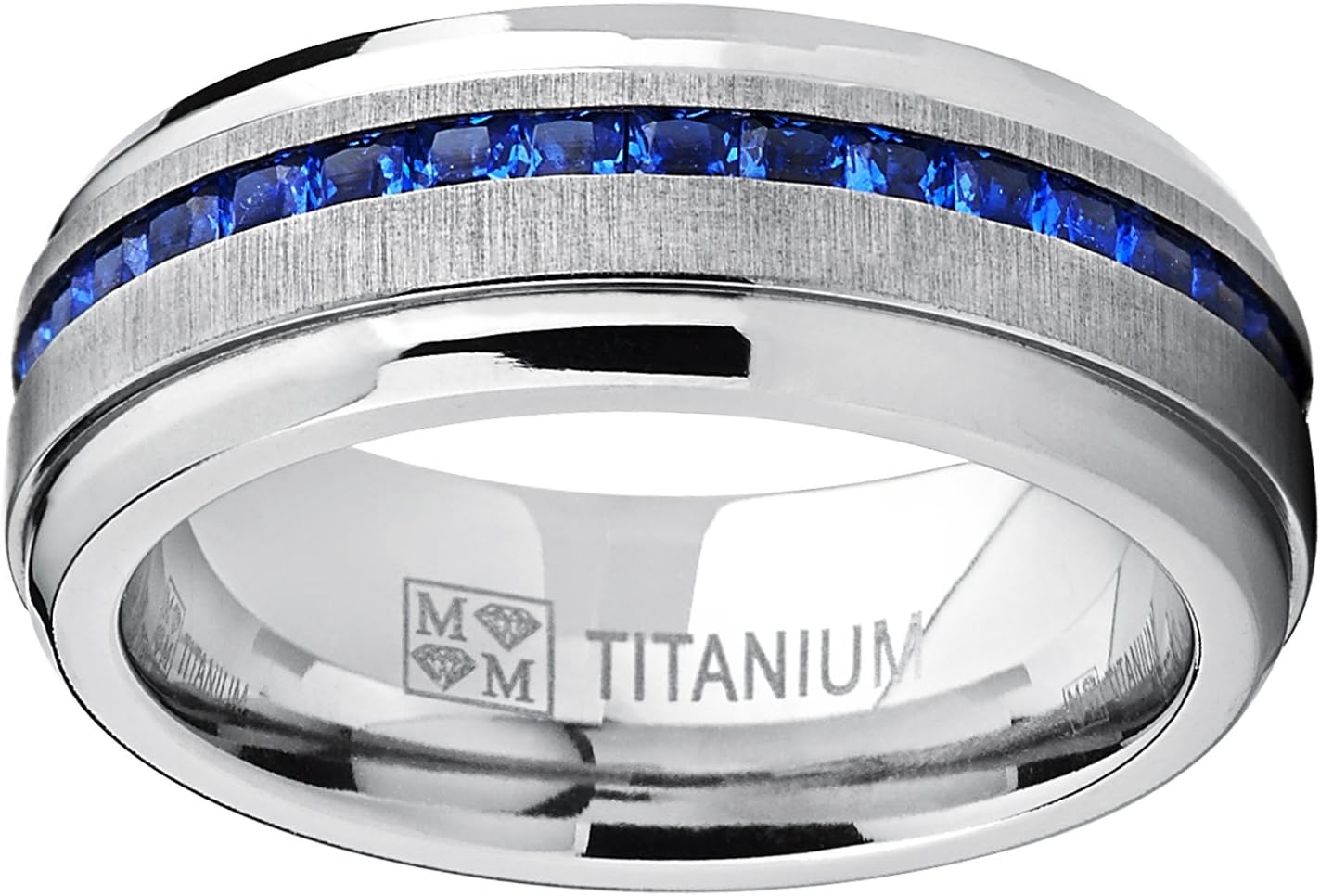 Metal Masters Men's Eternity Titanium Wedding Band Engagement Ring Brushed Finish - Image 3