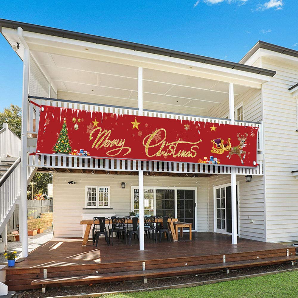 LAPONO Weihnachts Banner Dekoration Weihnachtsbanner Merry C