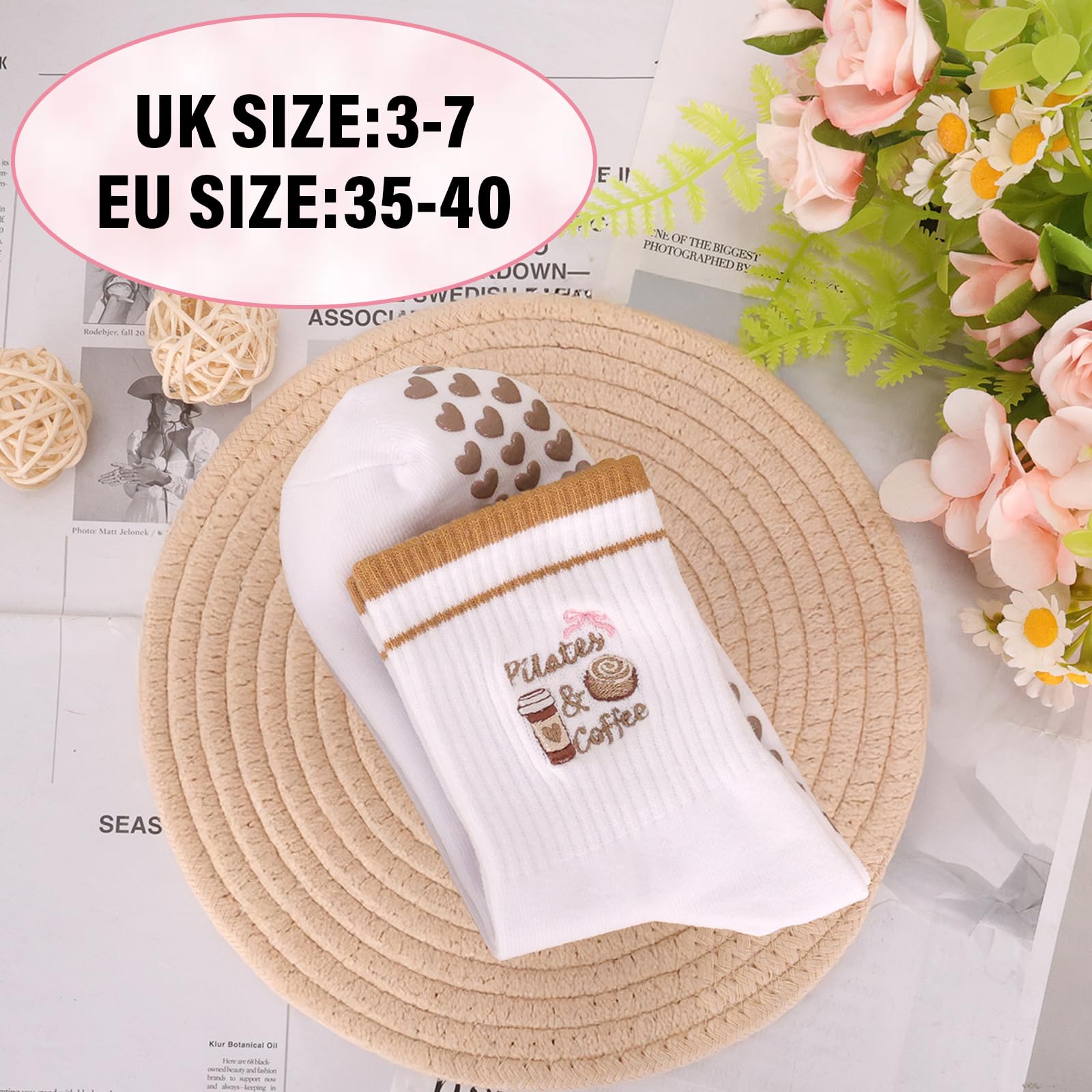Chaussettes Antidérapantes Femme,Chaussettes Pilates Femme, Reformer Pilates, Pour Ballet, Yoga