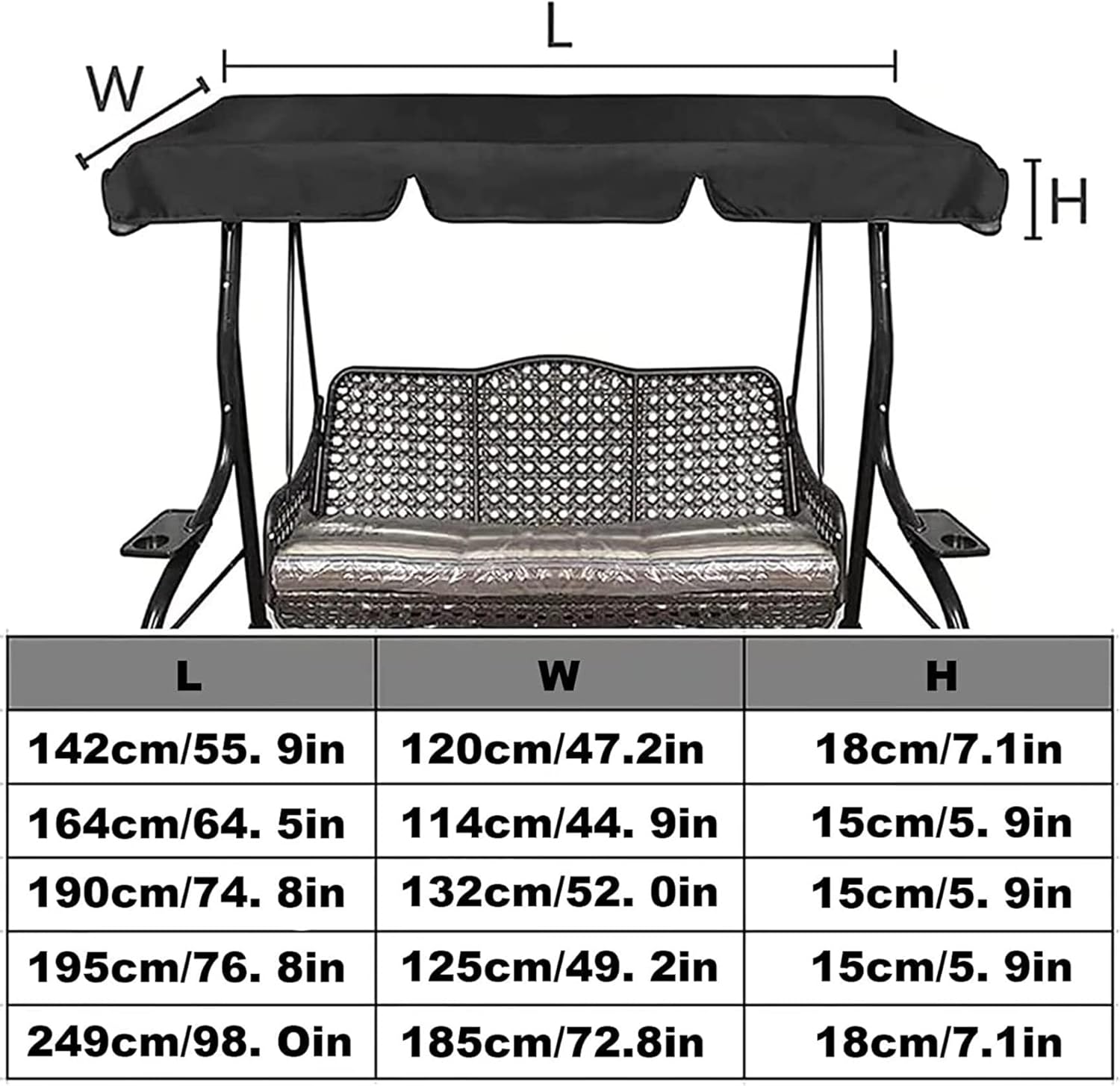Patio Swing Canopy Replacement Cover for Swing Garden Swing Outdoor,Swing Canopy Waterproof Anti-UV Top Cover,All Weather Protection Porch Swings