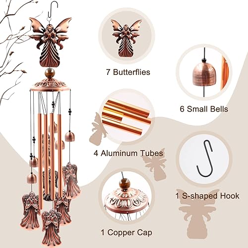 Miniatura 8 de Campanillas de viento para exteriores, carillón de viento de aluminio con gancho en S, decoración de jardín de patio, regalo de inauguración de la