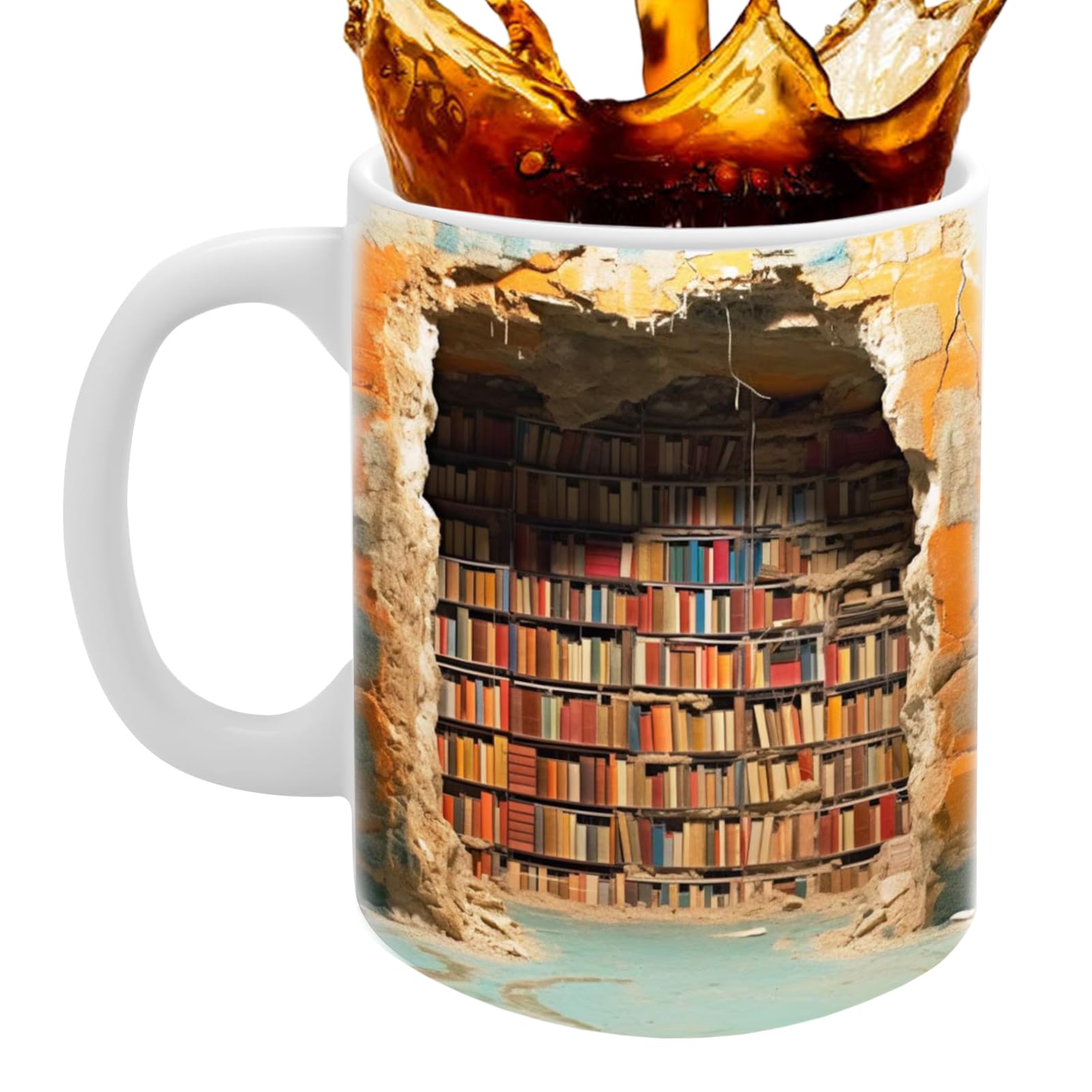 Tazza Da Caffè Per Amanti Dei Libri 325 Ml - FALJIOK - Regalo Per Lettori E Bibliotecari, Ceramica Lavabile In Microonde, Idea Regalo Natale
