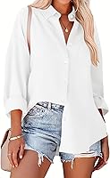Zeagoo Women's Oversized Floral Button Down Shirt Long Sleeve Drop Shoulder Blouse Casual Work Top