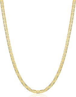 18K Gold Plated Mariner Chain Necklace for Women, Flat Marina - Made in Brazil
