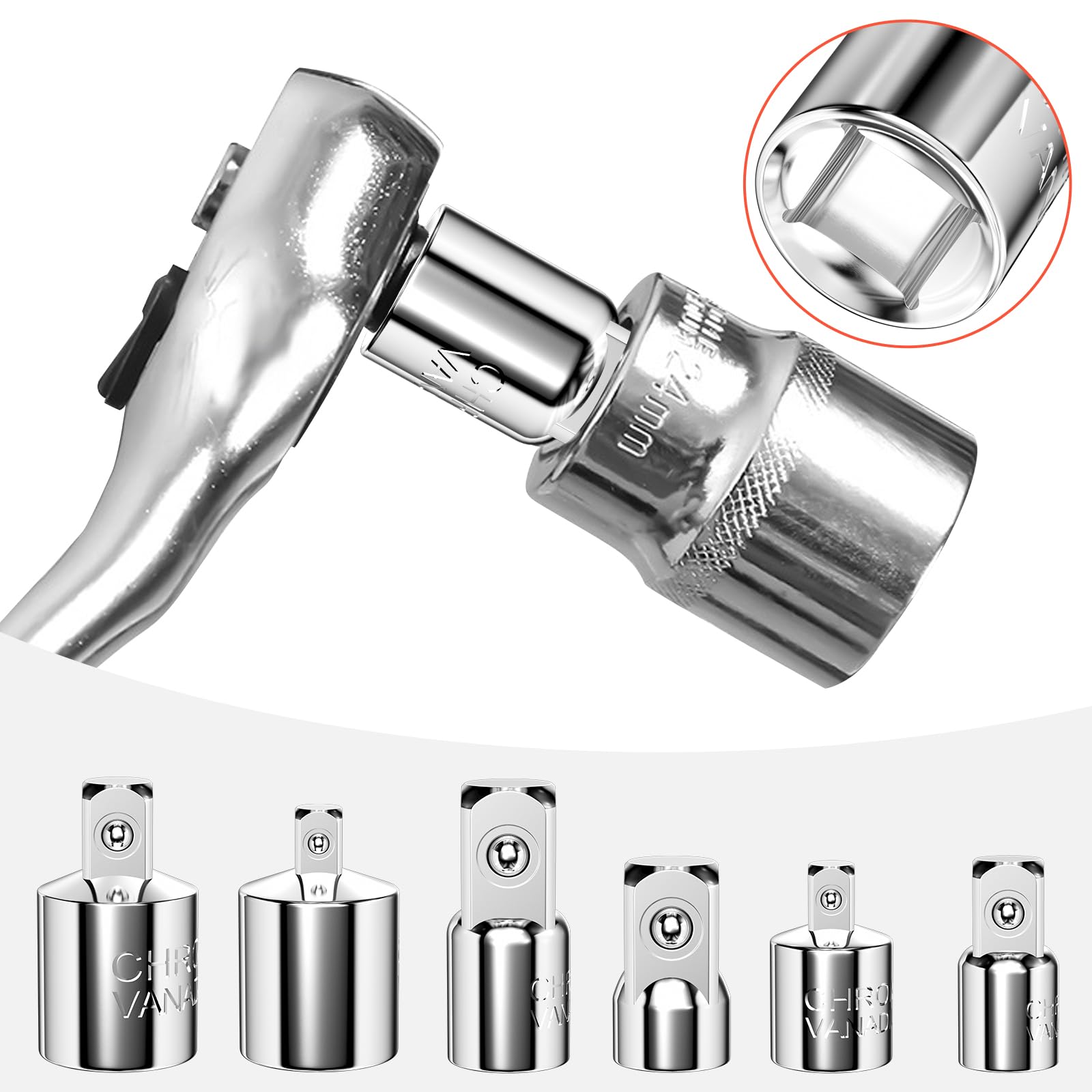Lectorias zestaw 6 adapterów nasadowych, Adapter do kluczy nasadowych, adapter klucza udarowego
