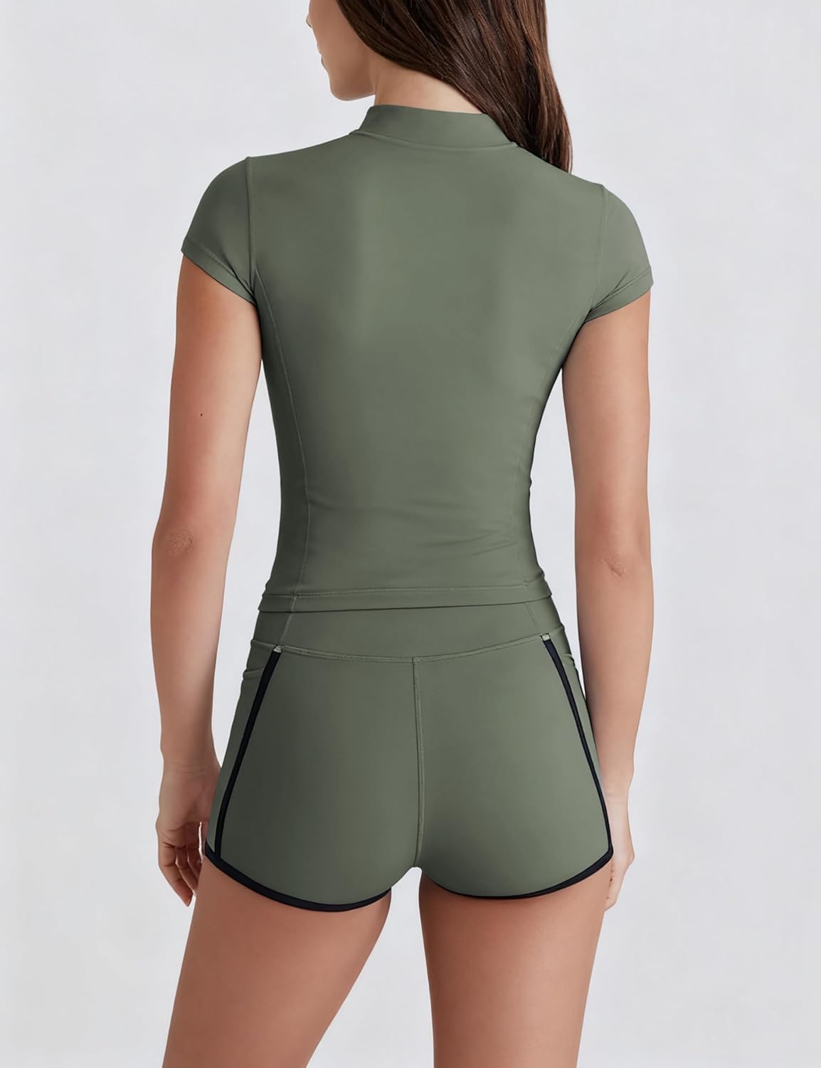 Lviefent Womens Quarter Zip Active Top Lightweight Short Sleeve Athletic Shirts Slim Fit Running Track Workout Top Sportswear - Image 5