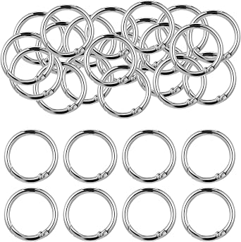 Yuanchu 40 Pack 0.5 Inch Round Buckle Clips, Metal Spring O Rings Silver Carabiner Clips Keychain Snap Hook Zinc Alloy Keyring Buckle for Bag Purse Craft DIY