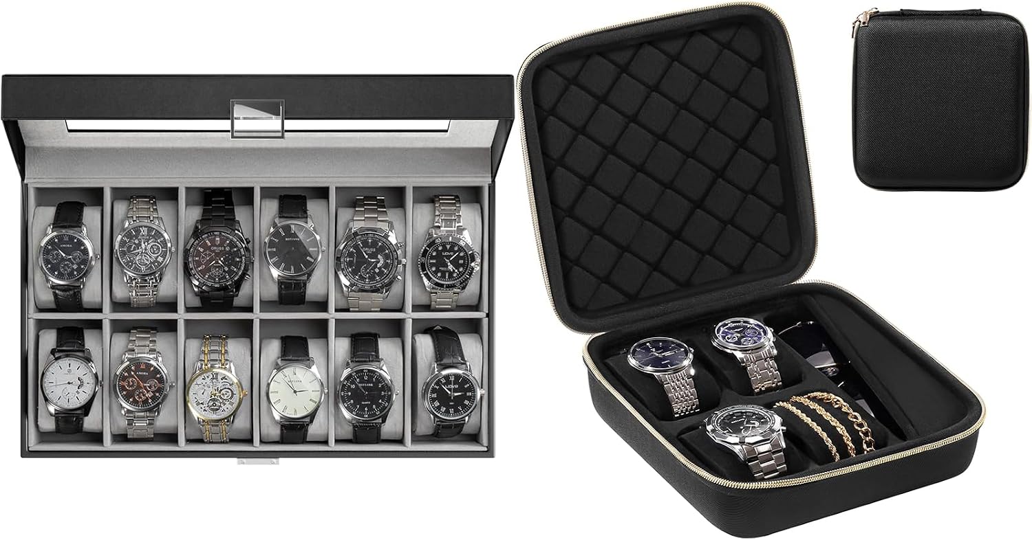 ProCase Watch Box Bundle with Travel Watch Case