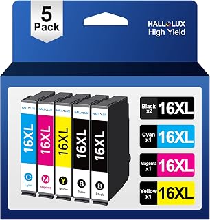 HALLOLUX Ink Cartridges Replacement for Epson 16XL, Multipack Ink Compatible with Workforce WF2750 WF2630 WF2530 WF2510 WF-2760 WF-2750 WF-2660 WF-2650 WF-2630 WF-2540 WF-2510 (2BK/1C/1M/1Y)