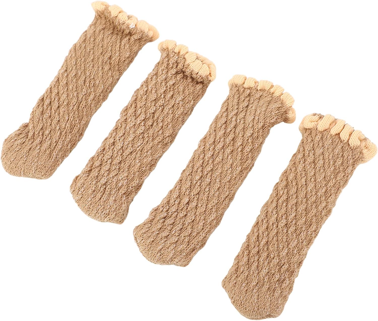 Knitted Chair Leg Covers, Polyacrylonitrile Fiber Protect Hardwood Floors Table Leg Socks Thickened for School Tables (Elegant Log Color)