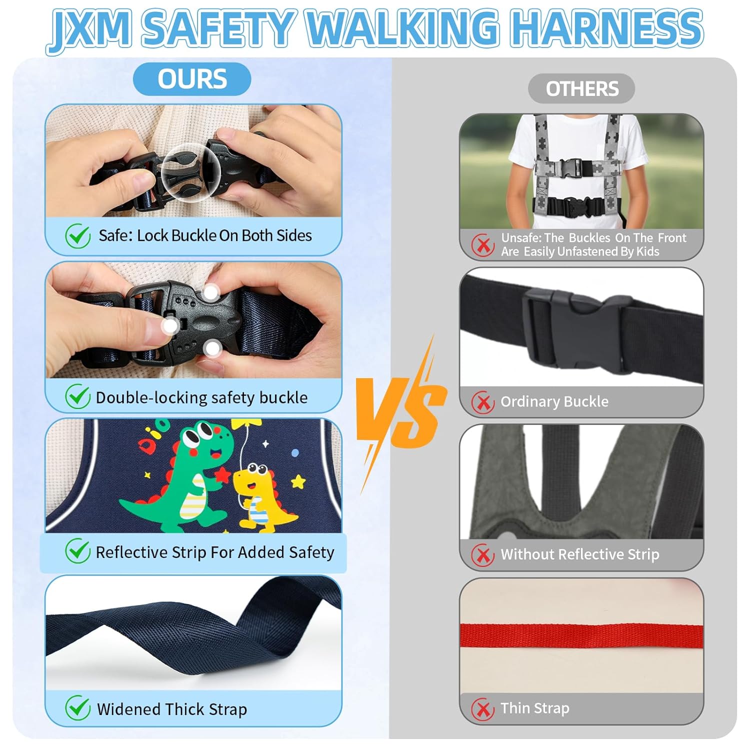 Safety Walking Harness with Leash for Autism Special Needs ADHD/ASD Youth, Autistic Teens Vest Elopement Harness with Reflectors and Grab Handles, Adults Adjustable Tether Leash with Autism Awareness