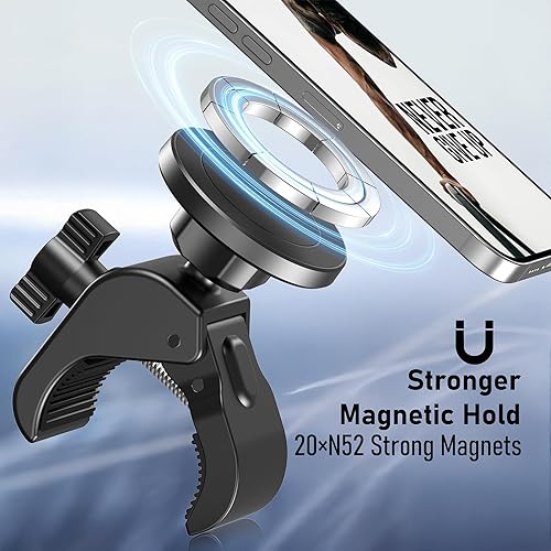 Vista 2 de Soporte magnético para teléfono – 20 x N52 fuerte soporte magnético para gimnasio, bicicleta giratoria, cinta de correr, cochecito, manubrio