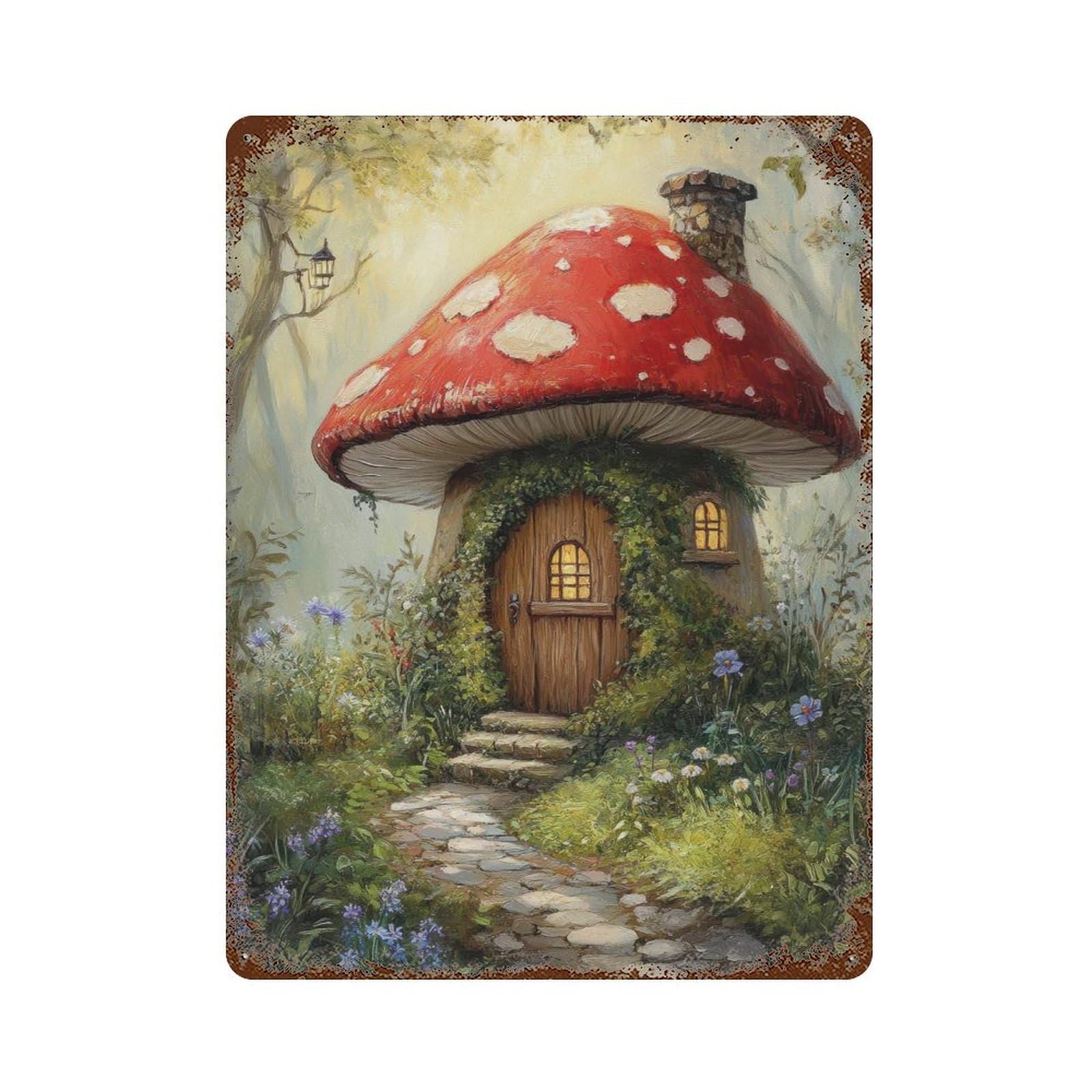 xiaoxiaoshen Fairycore Toadstool Cottage Cottagecore Decor Whimsical Mushroom Vintage Nature Wall Decor Art Metal Tin Poster Modern Home Decor Art Home Bar Shop Decorations Vintage Sign 40x30cm
