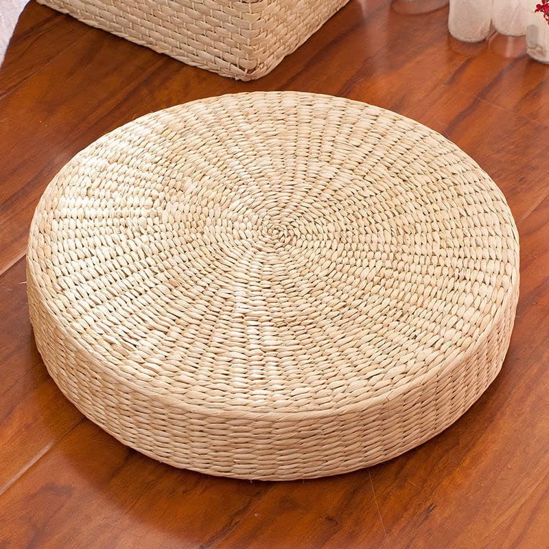 Thickened straw woven futon cushion for meditation, household meditation, prayer, Buddha worship, futon cushion, circular Japanese tatami cushion