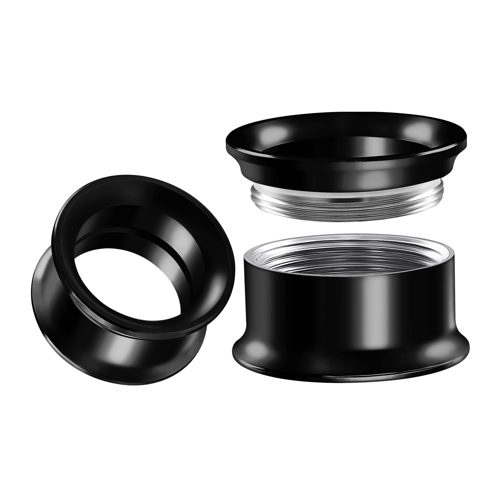 BIG GAUGESInternally Threaded Surgical Steel Black Double Flared Tunnel Piercing Jewelry Stretcher Ear Plug Earring Lobe Tunnel