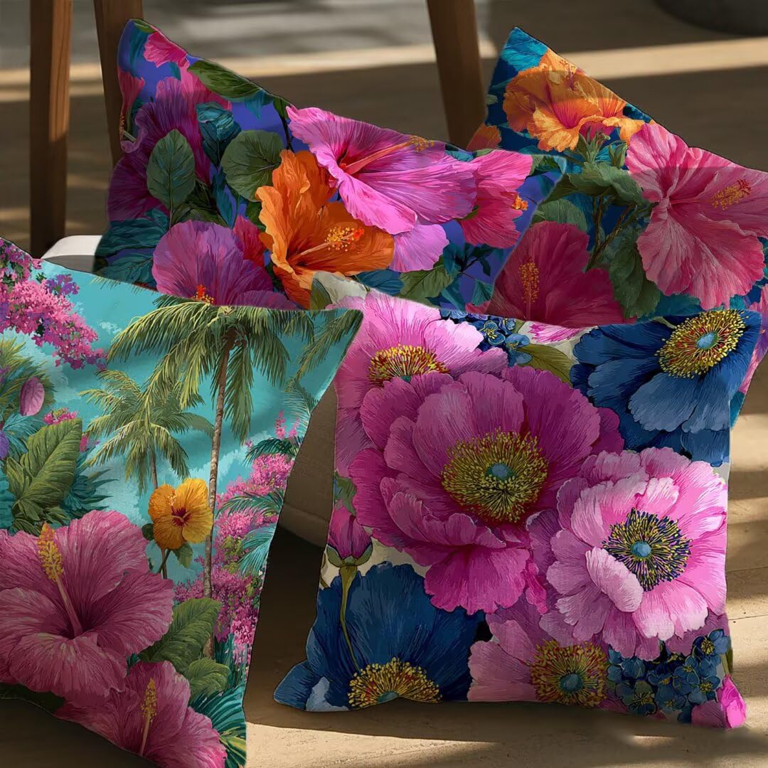 Fundas Cojines 50x50 cm Exterior Cojines Púrpura Fundas de Almohada Juego de 4, Cuadrados Funda Cojin Antiguo Almohadas con Cremallera Invisible, Sofa Cama Decorativos para Hogar, Jardín, Salón Ym637