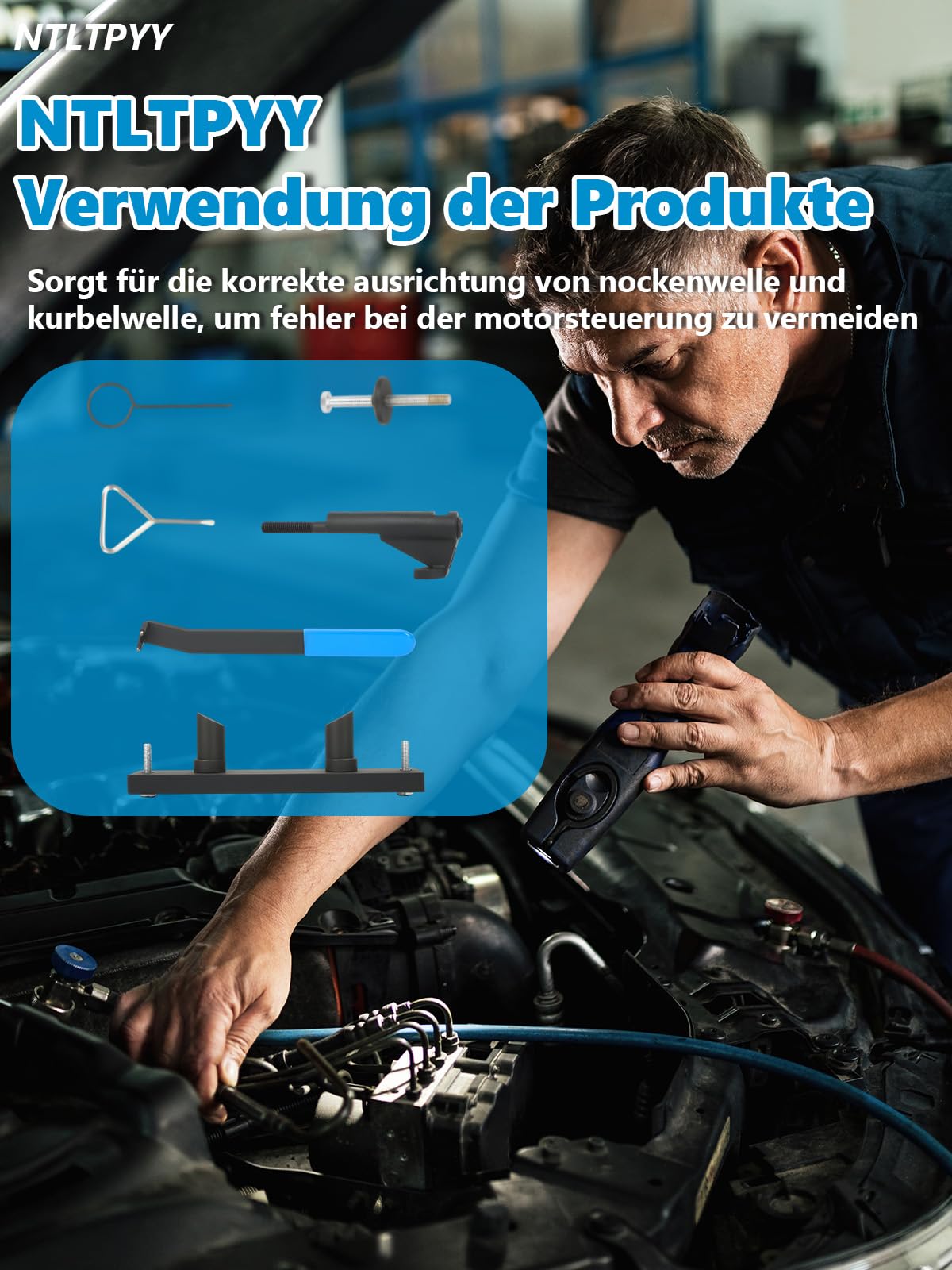 Kit Attrezzi per Messa in Fase Motore, Set di Strumenti per Allineamento e Fasatura Alberi a Camme Compatibile con Audi A3 A4 A6 VW Golf Passat Touran 2.0L FSI/TFSI