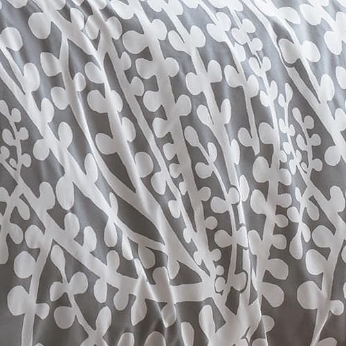 Miniatura 4 de City Scene - Juego de edredón Queen, ropa de cama de algodón con fundas a juego, decoración moderna del hogar (ramas grises, Queen)