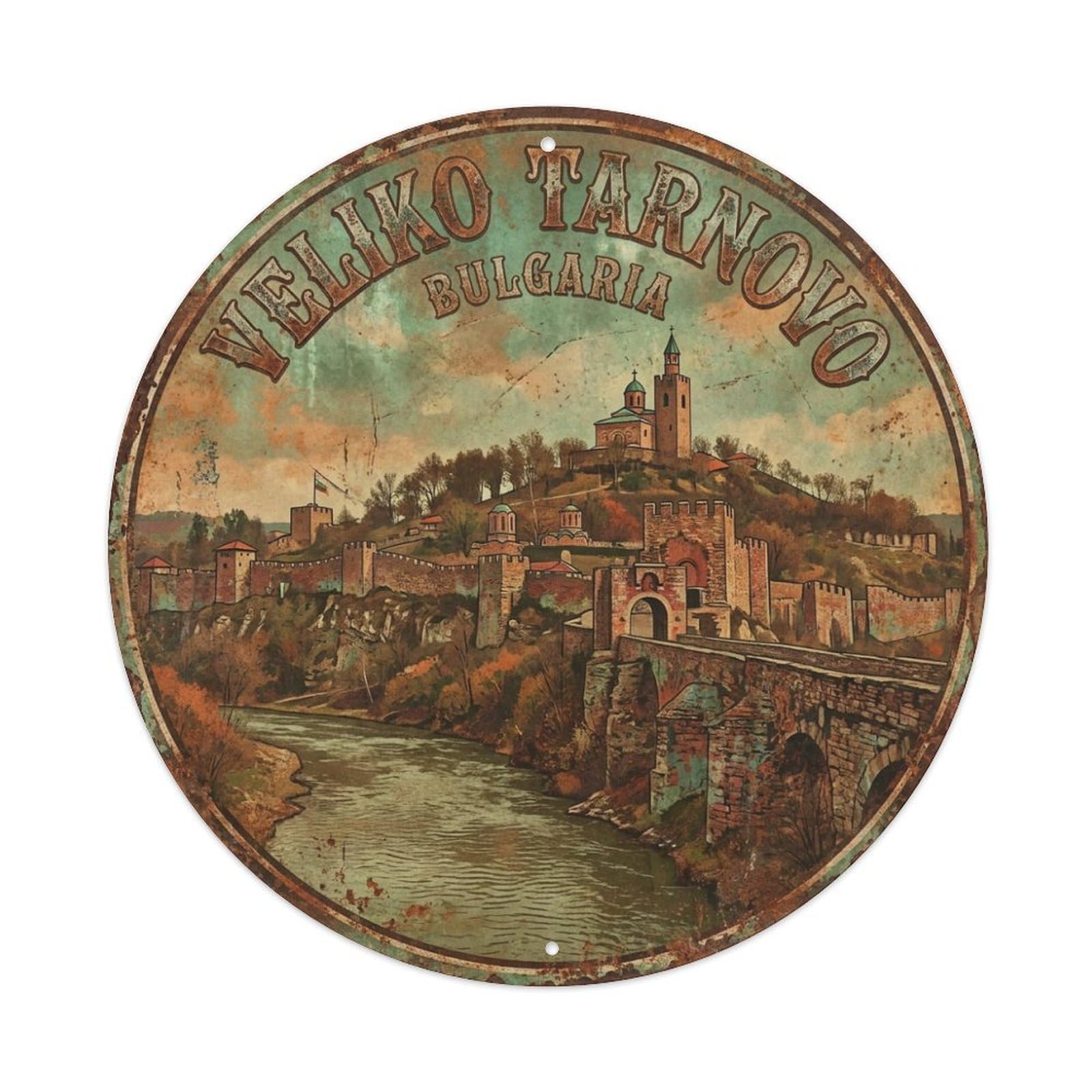 Galvaxio Style Bulgaria Vintage Travel Veliko Tarnovo Metal Tin Sign