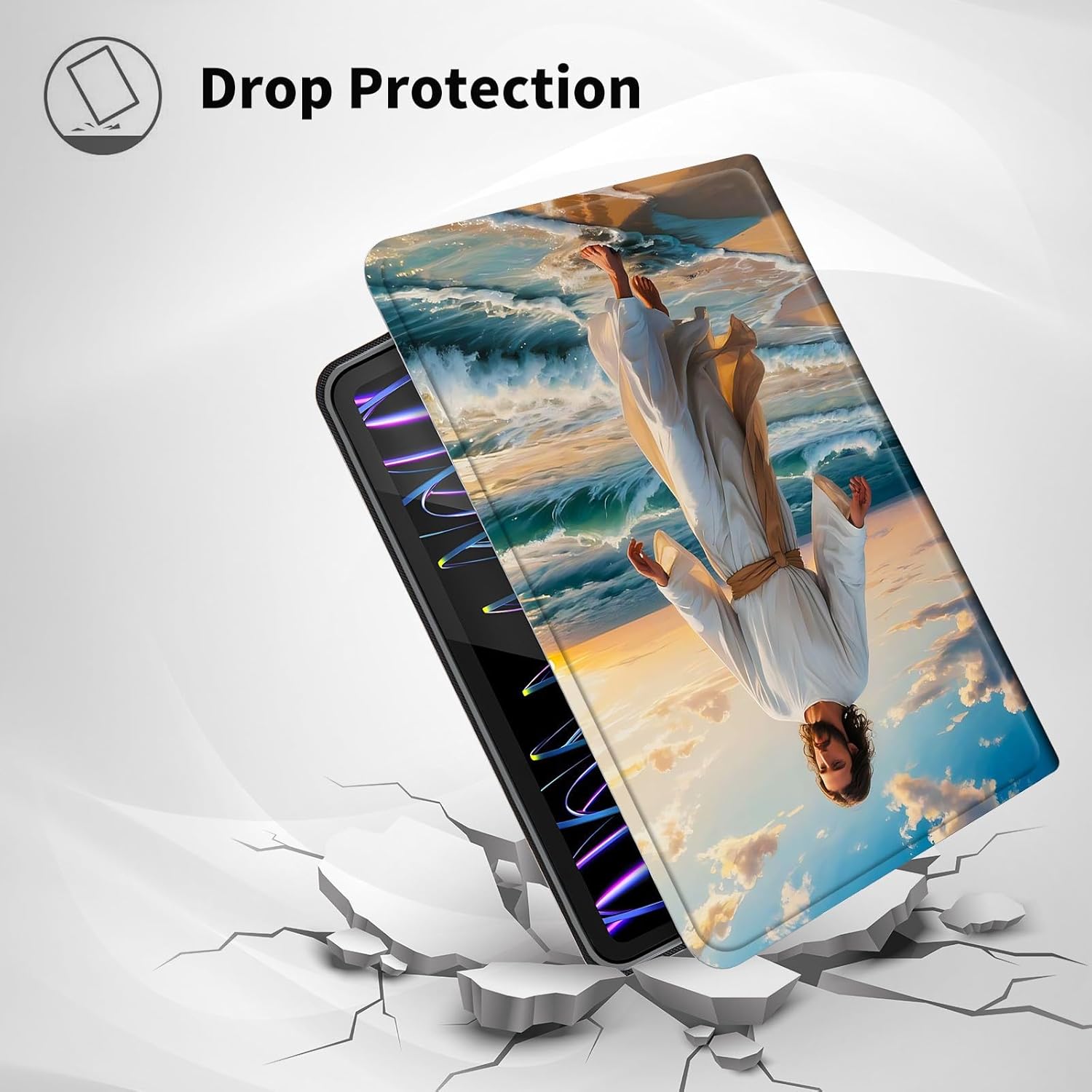 Case for iPad (A16) 11th Generation 11 Inch 2025, for iPad 10th Generation 10.9 inch 2022 - PU Leather Auto Sleep/Wake, Slim Lightweight Protective Cover – Jesus Walking Beach