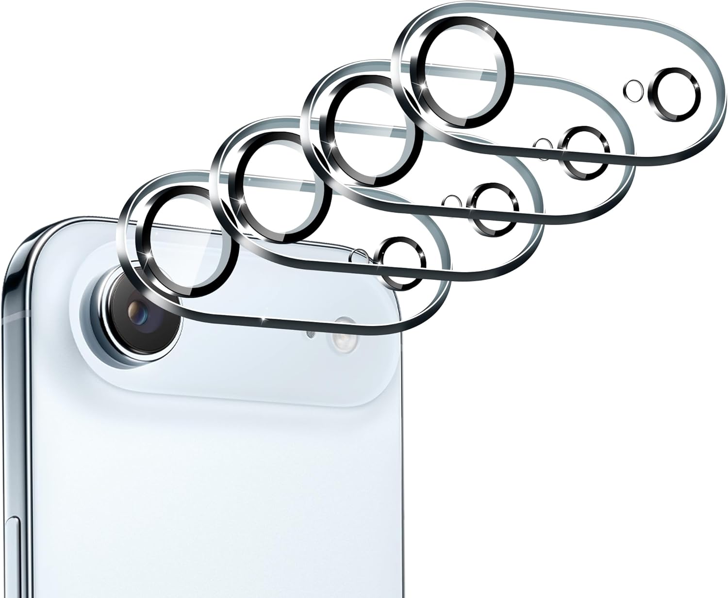 ivoler 4-Pack Camera Lens Protector for iPhone Air 6.5'' Screen Protector Tempered Glass[Case Friendly][New Rersion],for iPhone 17 Air Scratch-Resistant,Clear+Black Circle