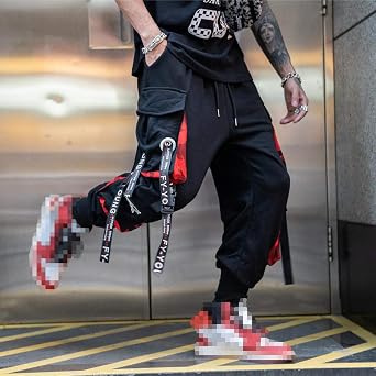 hello mrlin men's techwear pants hip hop joggers cargo pants baggy streetwear punk trousers harem