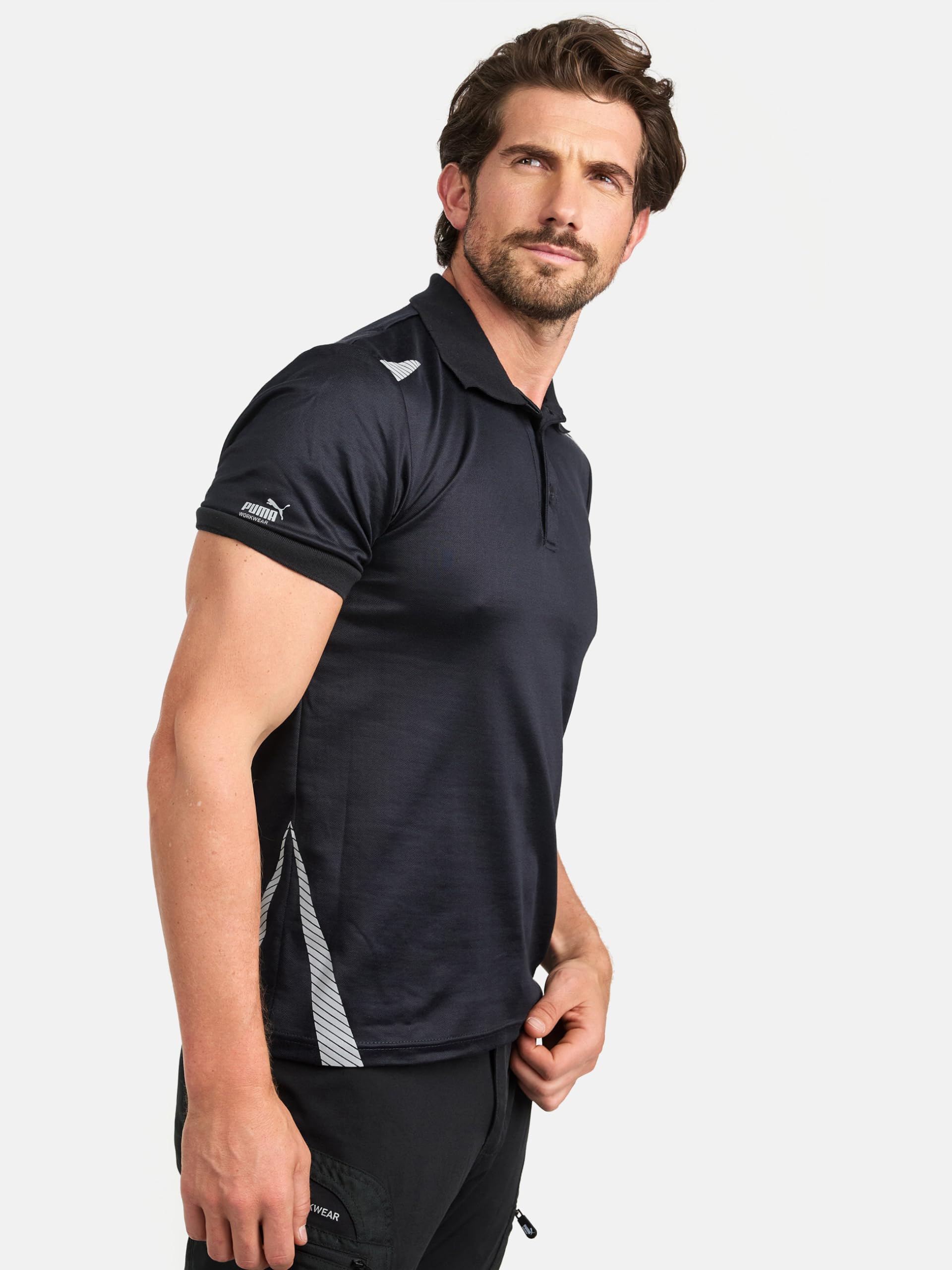 PUMA Workwear – Premium Poloshirt Herren – Funktionsshirt mit Reflektoren – Arbeitsshirt für Handwerk, BAU, Werkstatt & Industrie – atmungsaktives Gewebe – bequem & elastisch
