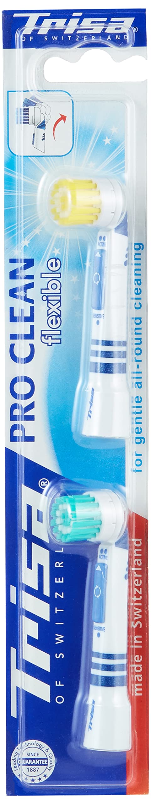 Pro Clean Flexible Adult Soft Toothbrush Refill, For gentle all around cleaning, Flexible Brush Head, Swiss Made, Pack of 2