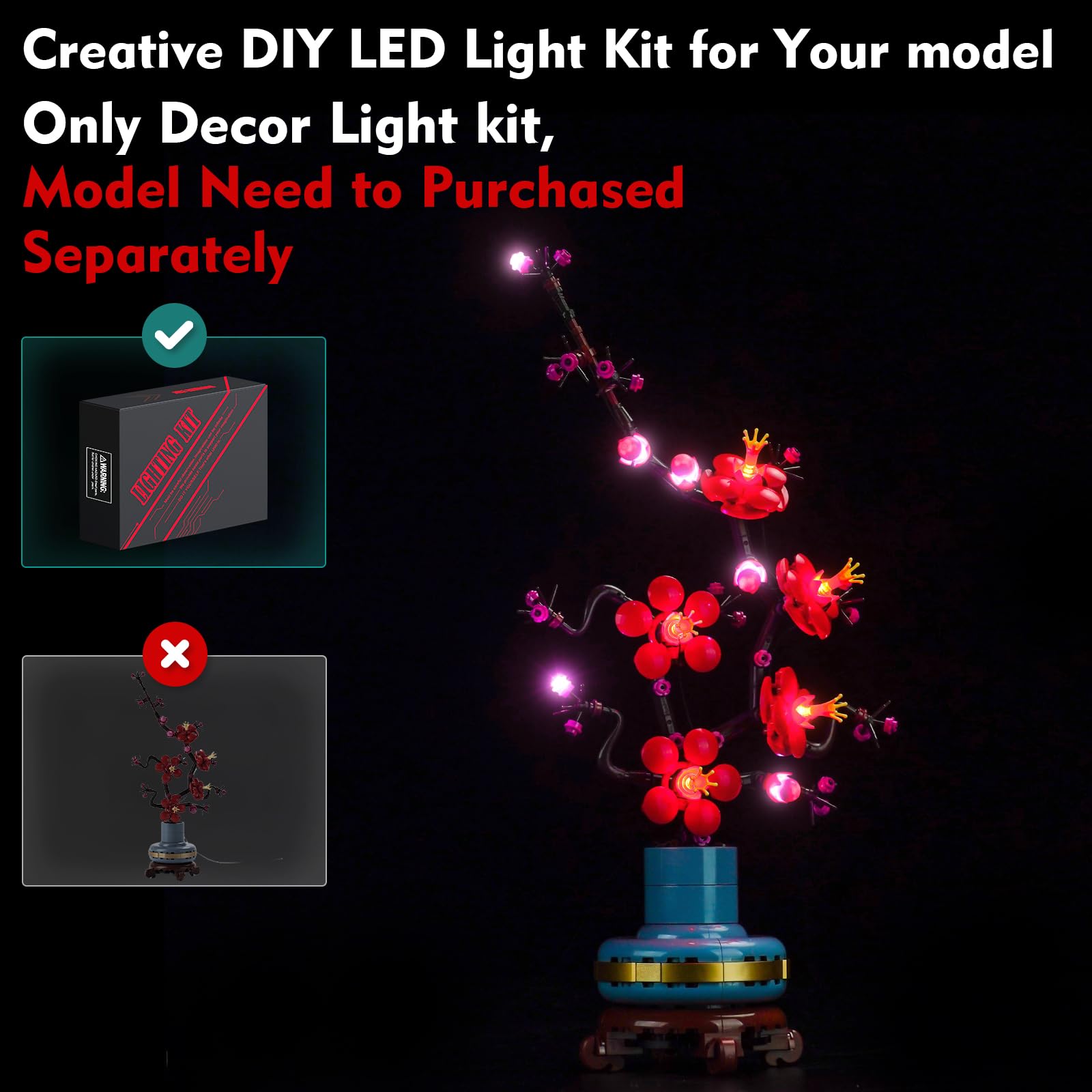 LocoLee Upgraded LED Light Compatible with Lego 10369 Plum Blossom - No Models Only Light, Creative Lighting Set Accessories Compatible with Lego 10369 Set