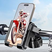 Motorcycle Phone Mount, [No Block Camera] Bike Phone Holder Mount, [Silicone Wrapped] Handlebar Cell Phone Mount for Bike/Scooter/ATV, Fits iPhone 17/16/15/14/13 Pro Max & 4.7"-7" Phones, Black