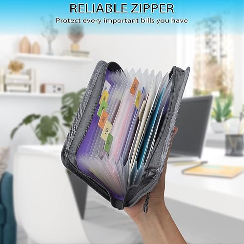 Miniatura 5 de NAFY Organizador de archivos de acordeón pequeño, tamaño A6, 13 bolsillos, organizador de recibos de cupón con cremallera, 8 x 5.3 pulgadas, carpeta