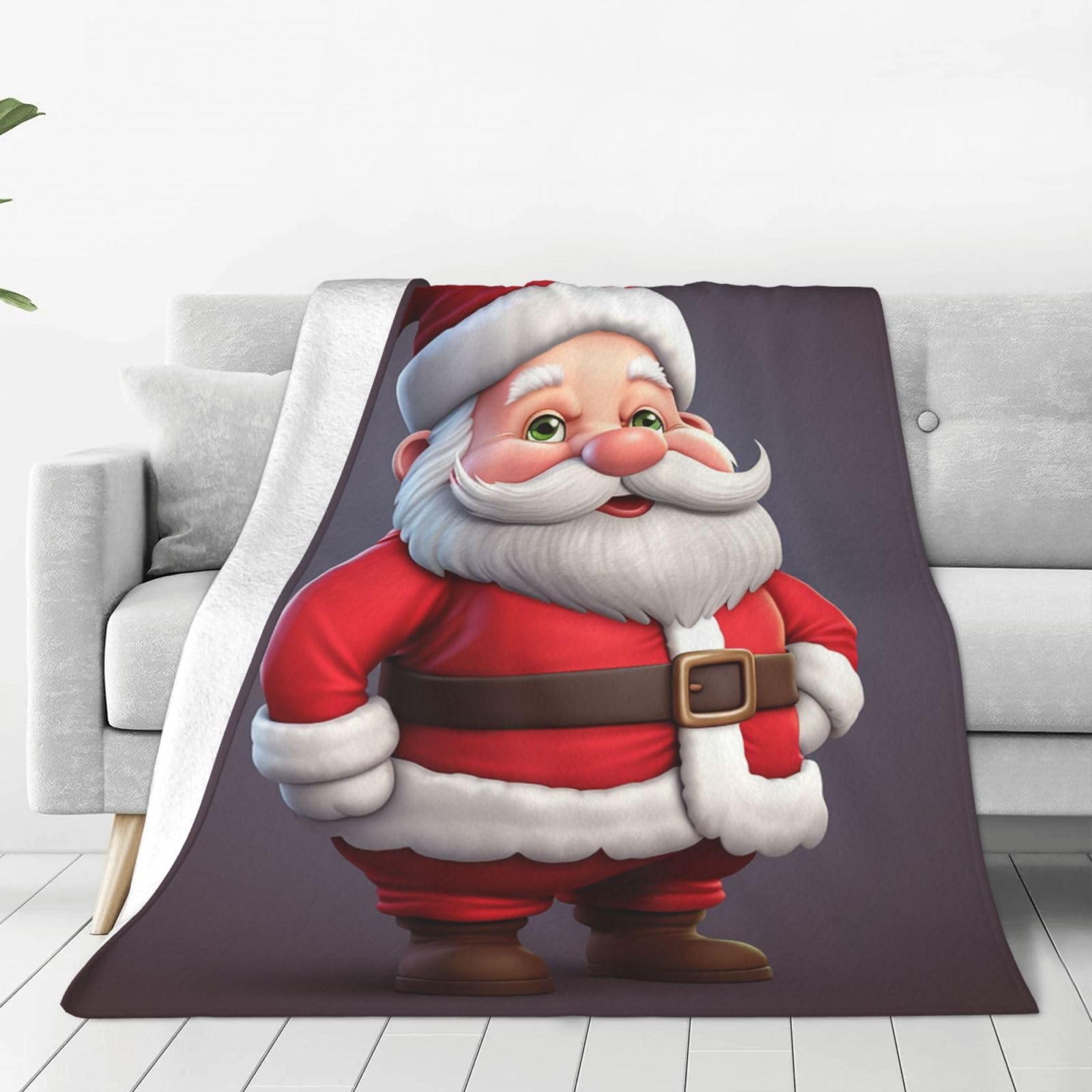 Christmas Santa Throw Blanket for Couch, Plush Fuzzy Soft Flannel Blankets and Throws for Sofa, 50"x40" Bed Blankets for Travel Camping Chair, All Season Warm Fleece Blanket