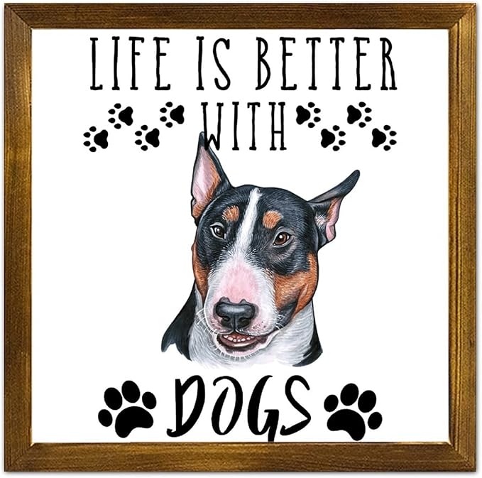 Luckluccy Funny Dog Wooden Sign Life Is Better with Dogs Wooden Wall