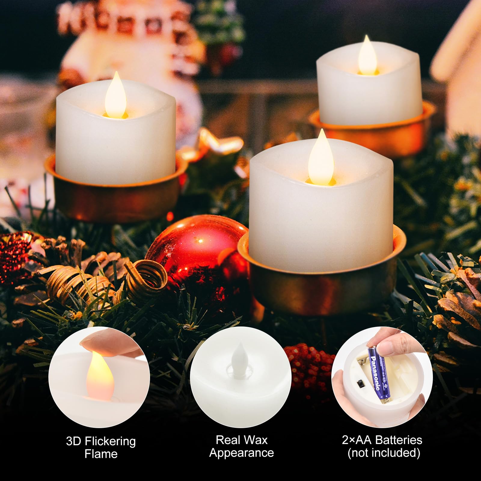 Amazon.com: milysoek 3x3 Flameless Candles Set of 3, LED Battery