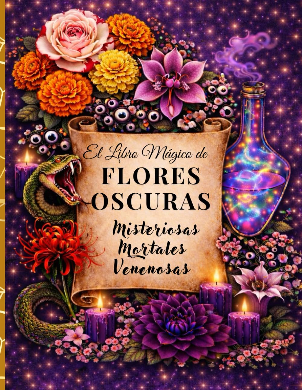 FLORES OSCURAS Misteriosas, mortales y venenosas: Libro de flores oscuras, botánica peligrosa, flores silvestres siniestras, folklore antiguo y arte botánico ilustrado