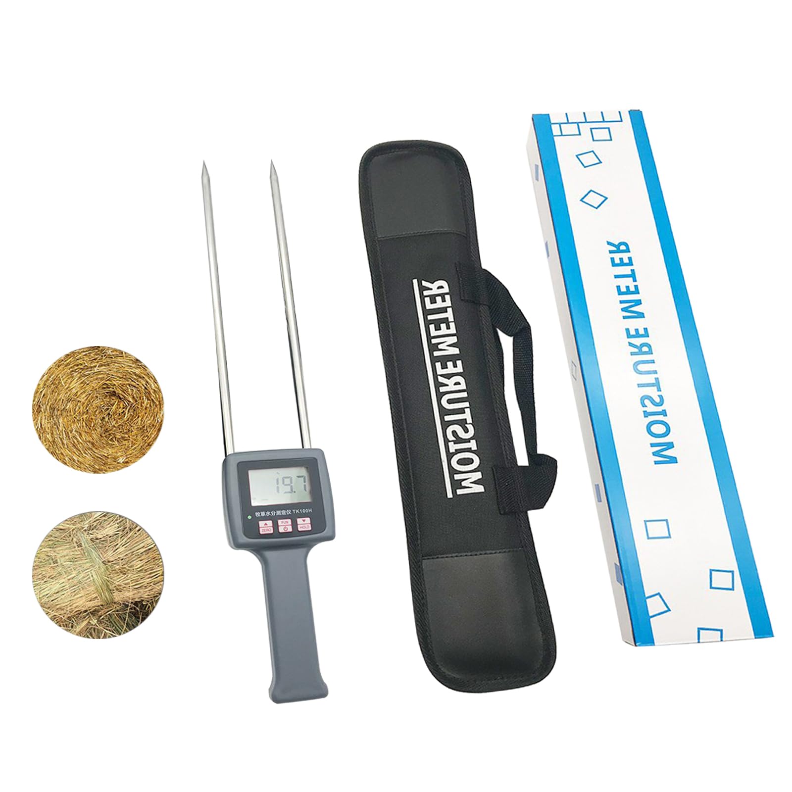 VTSYIQI Hay Moisture Tester - Portable Digital Moisture Meter For Hay, Straw & Forage (0-80% Range)