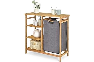 Giantex Bamboo Hamper with Shelves: Multipurpose Storage Solution