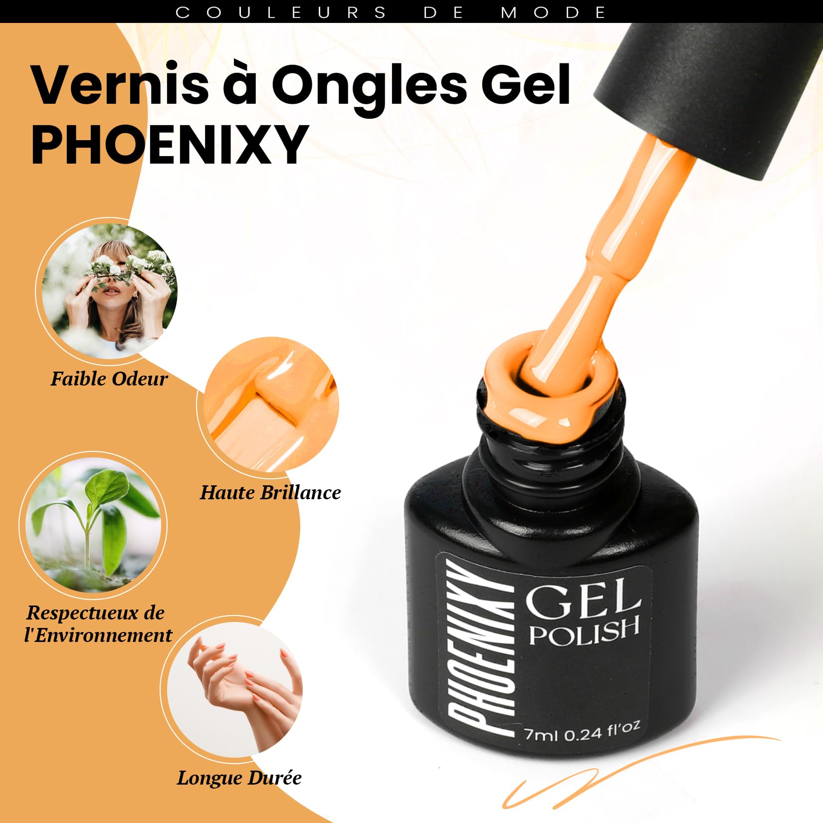 Phoenixy Vernis Semi Permanent, 60PCS Kit Vernis Semi Permanent avec Base et Top Coat de Pailleté Glossy Matte Jaune Rouge Vert Bleu Vernis à Ongles Cadeau Pour Femmes