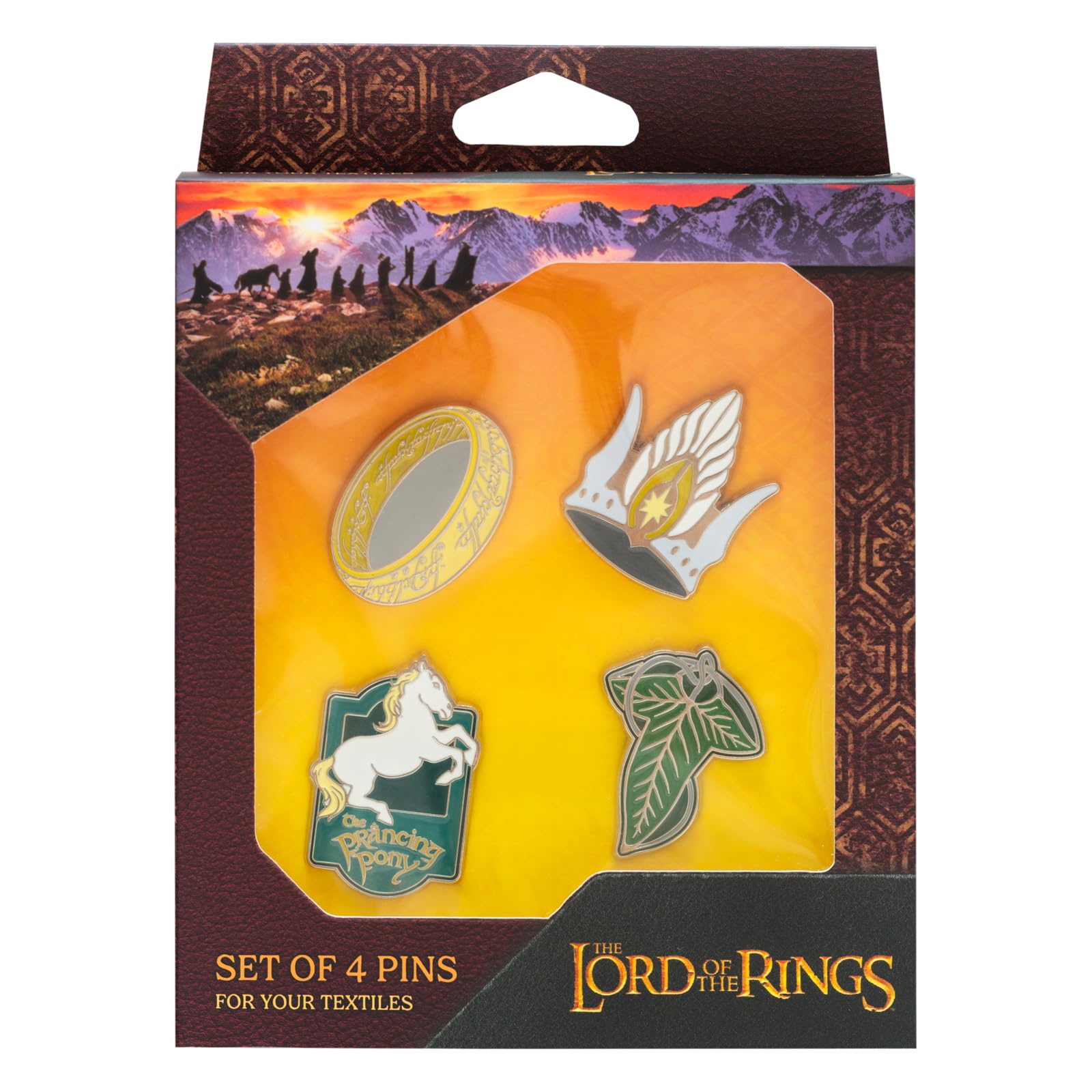 Grupo Erik Of Rings Set: Liście Lorien, Pierścień, Konny Przeznaczenia, Korona Gondoru | Pinowe Symboliki | Przedmioty Darowe Lorda Pierścieni | LOTR