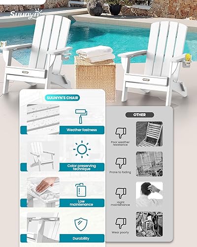 Miniatura 6 de Silla Adirondack plegable, sillas para hogueras de polietileno de alta densidad para todo tipo de clima, sillas Adirondack de plástico con soporte