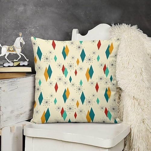 Miniatura 3 de Juego de 2 fundas de almohada modernas de mediados de siglo, fundas de cojín con patrón atómico vintage para sofá, cama, sala de estar, guardería,