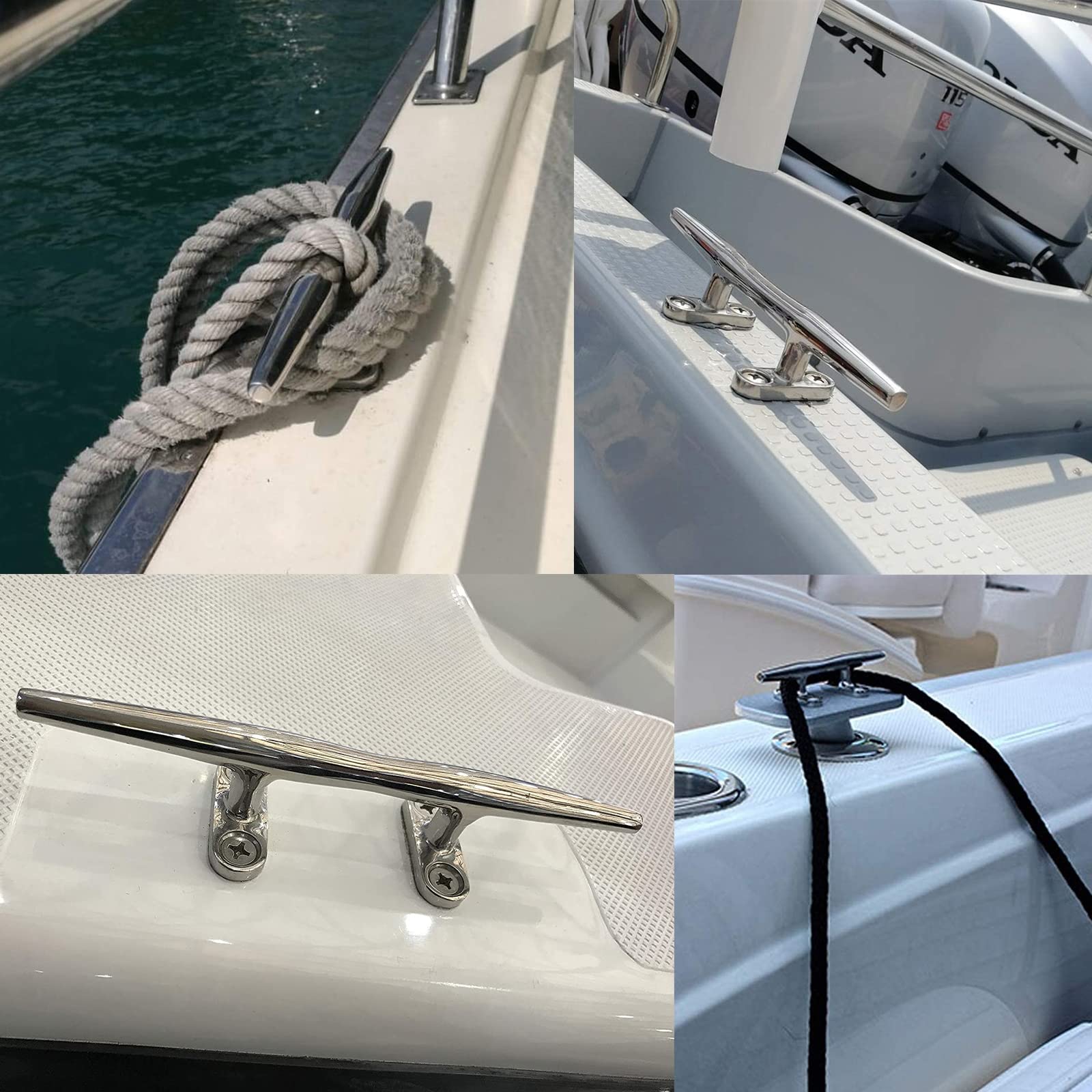 4 Pezzi Bitta di Corda per pontile, Bitta di Base Aperta, Bitte per Barche in Acciaio Inossidabile Bitte, per Yacht marini, per Barche, Kayak, Yacht, Decorazioni per la casa,100mm