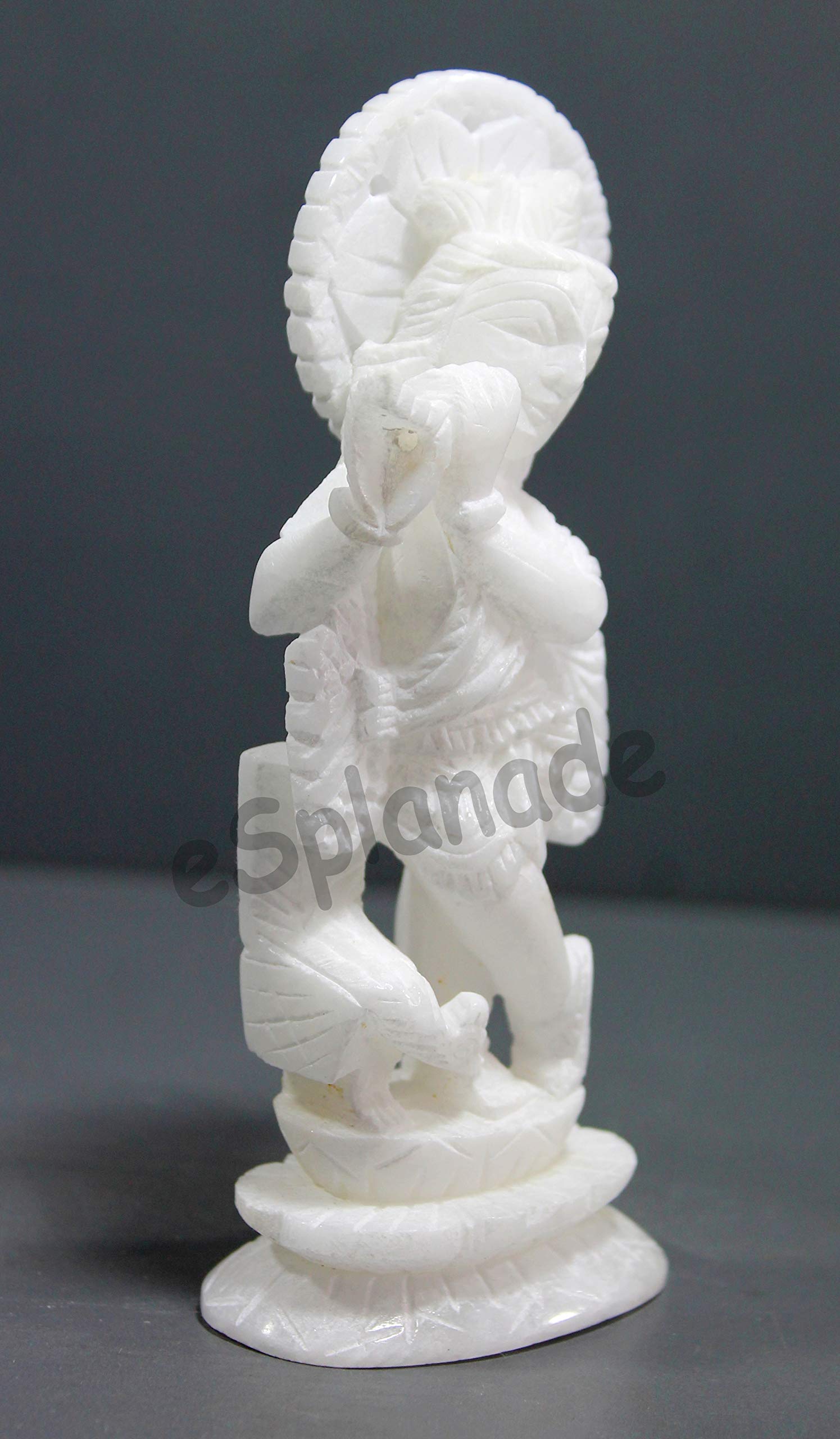ESPLANADE - Biały marmur Makhan Chor Laddoo Gopal Baby Krishna Kishan Thakurji Murti posąg idola rzeźba (14 cm marmur)