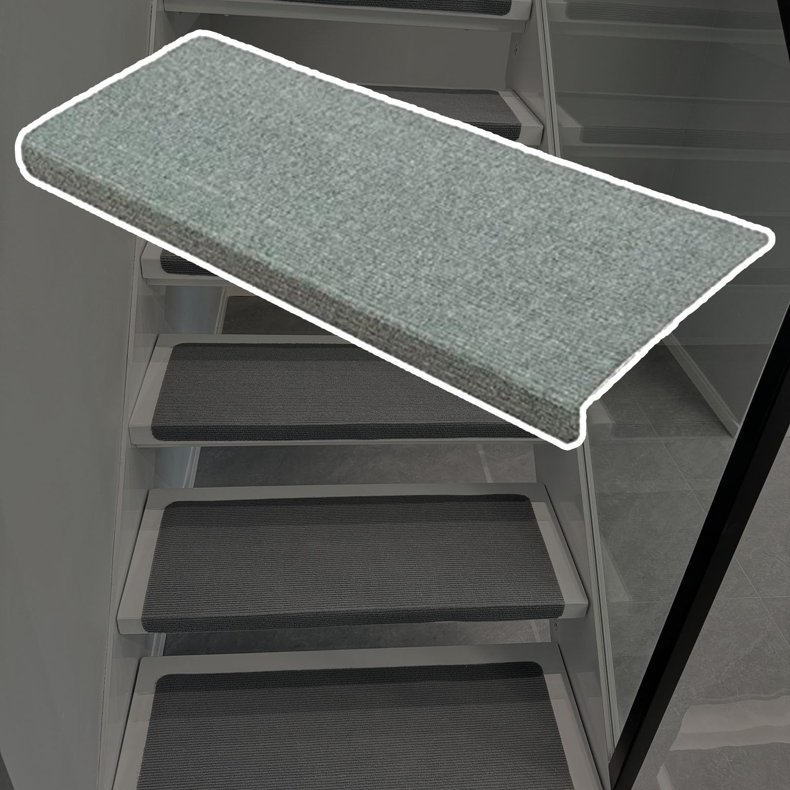 Lot de 4 tapis d'escalier antidérapants pour escaliers en bois (L 70 cm x l) - Facile à installer - Idéal pour une utilisation en intérieur - Protège les marches et améliore la sécurité