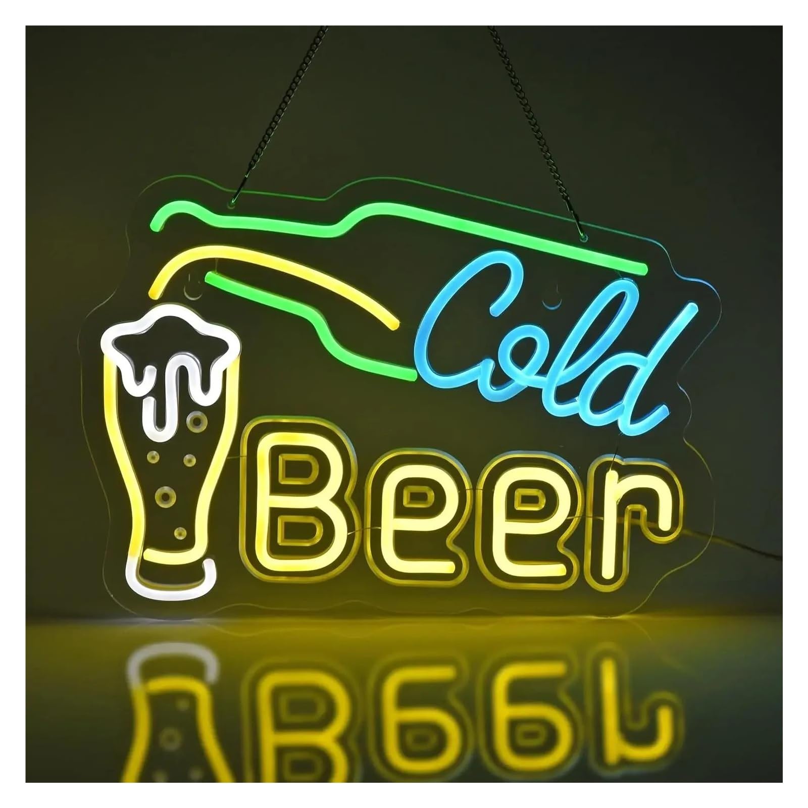 LEMST Signs Lamp Cold Beer Neon Sign Neon Light Sign USB Powered for Bar Wall Art Decor Game Room Club Bar Birthday Party 40x29cm