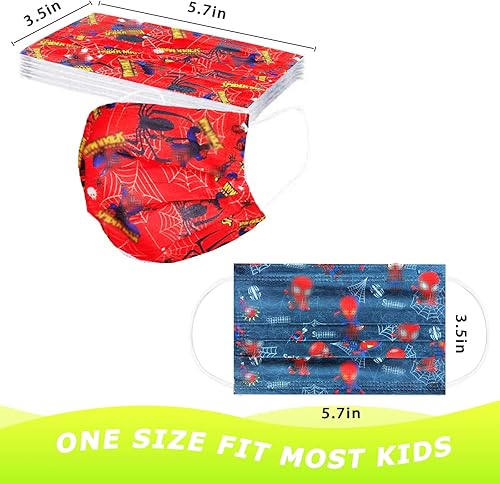 Miniatura 3 de 50 mascarillas faciales para niños, transpirables, con temática de dibujos animados, 3 capas para las orejas, suministros para niños y niñas